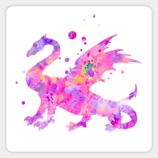 Pink Dragon Watercolor Painting Sticker
